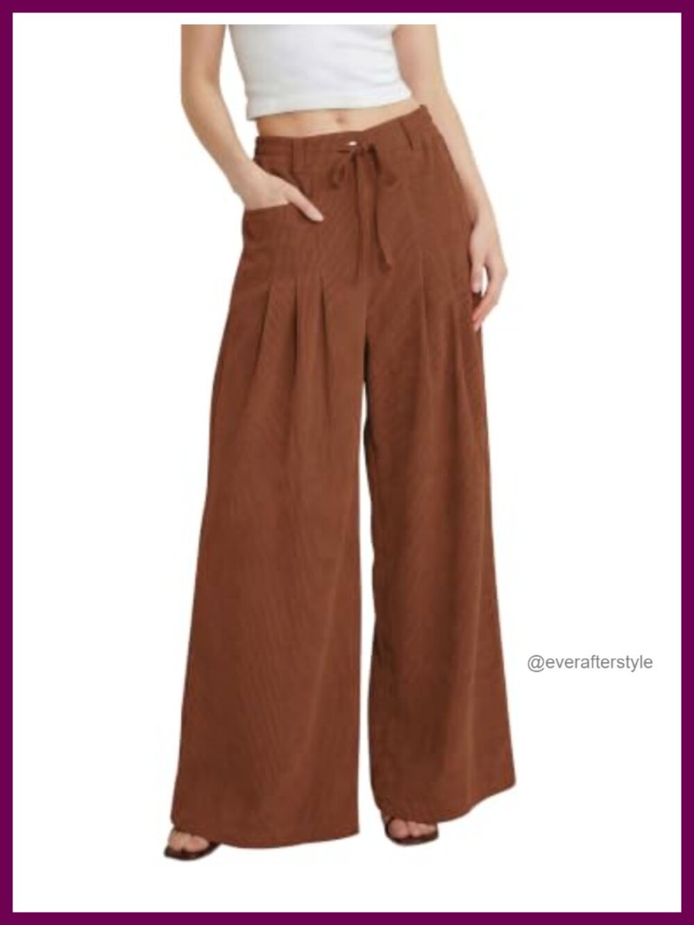 Corduroy Wide Leg Pants Elastic Waist Baggy